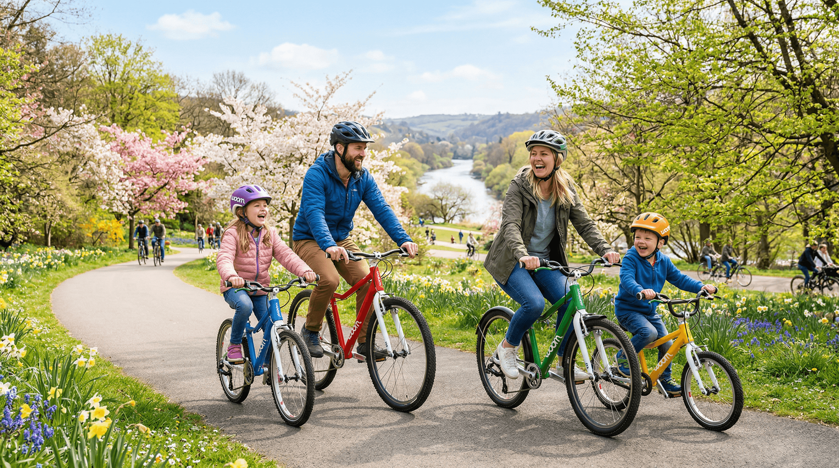 Barn som sykler på Woom-sykkel
